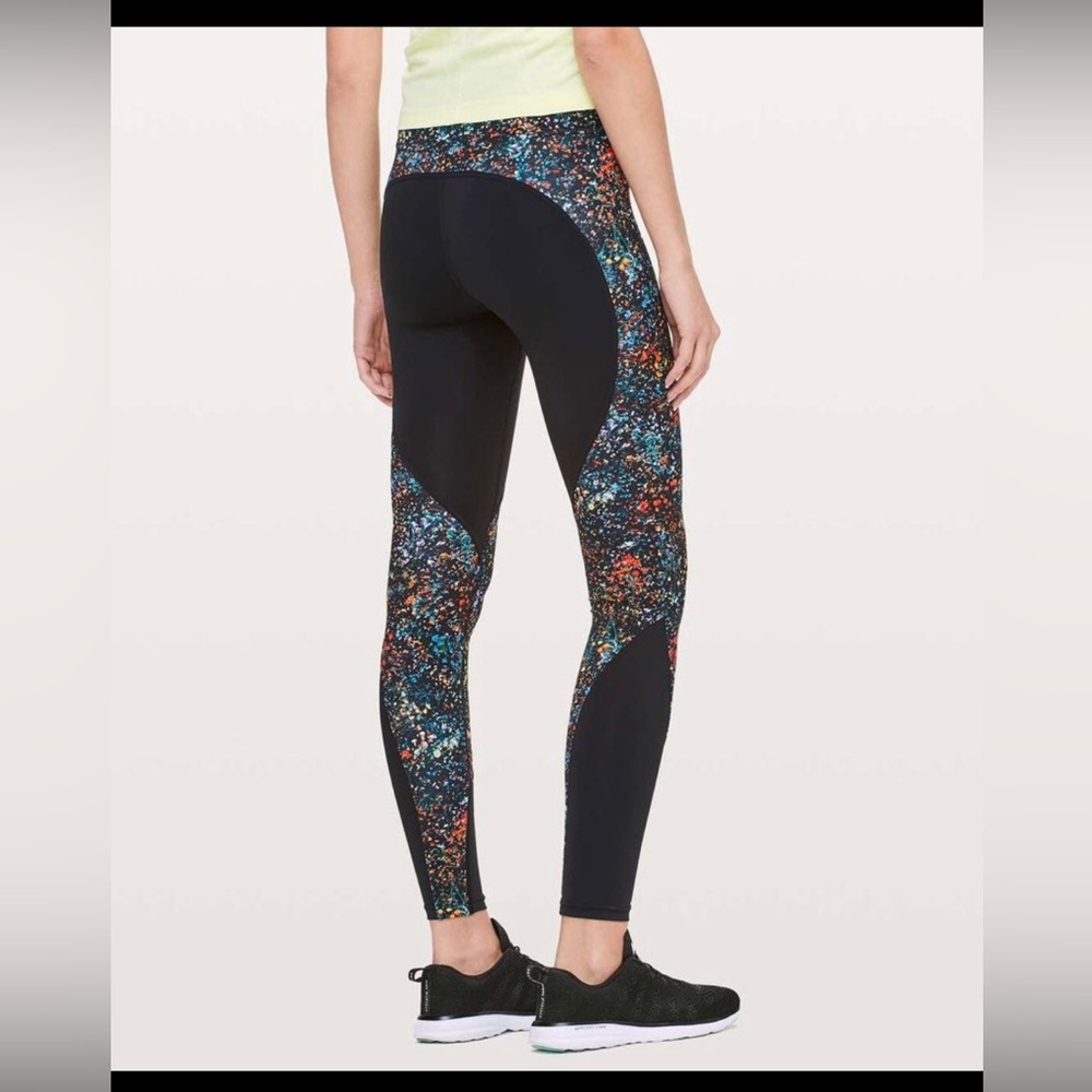 Lululemon Wake & Train Tight Leggings Black / Flowerescent Multi - Inseam 28”